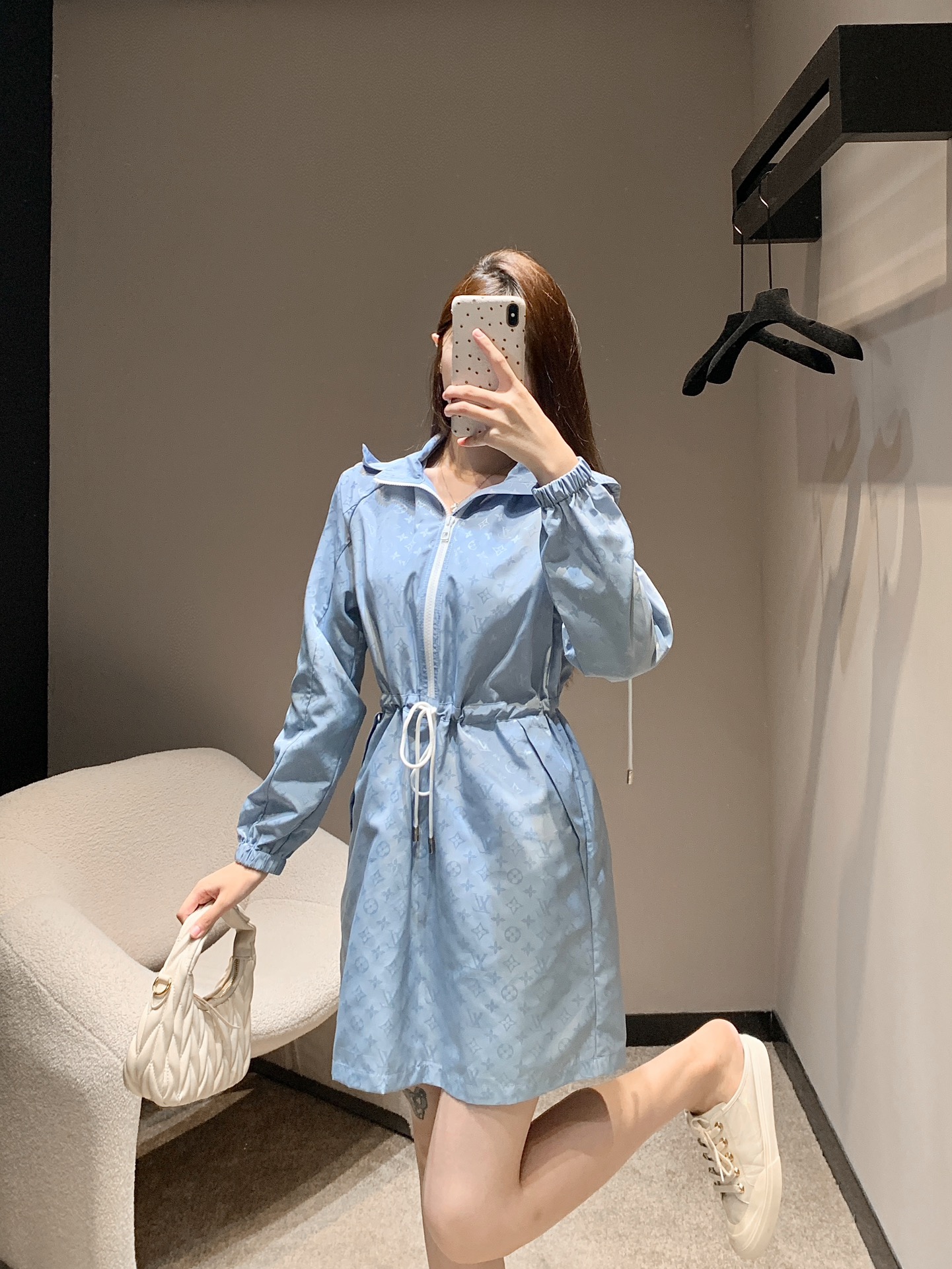 Louis Vuitton Clothing Dresses Windbreaker Blue Fall/Winter Collection Vintage Hooded Top