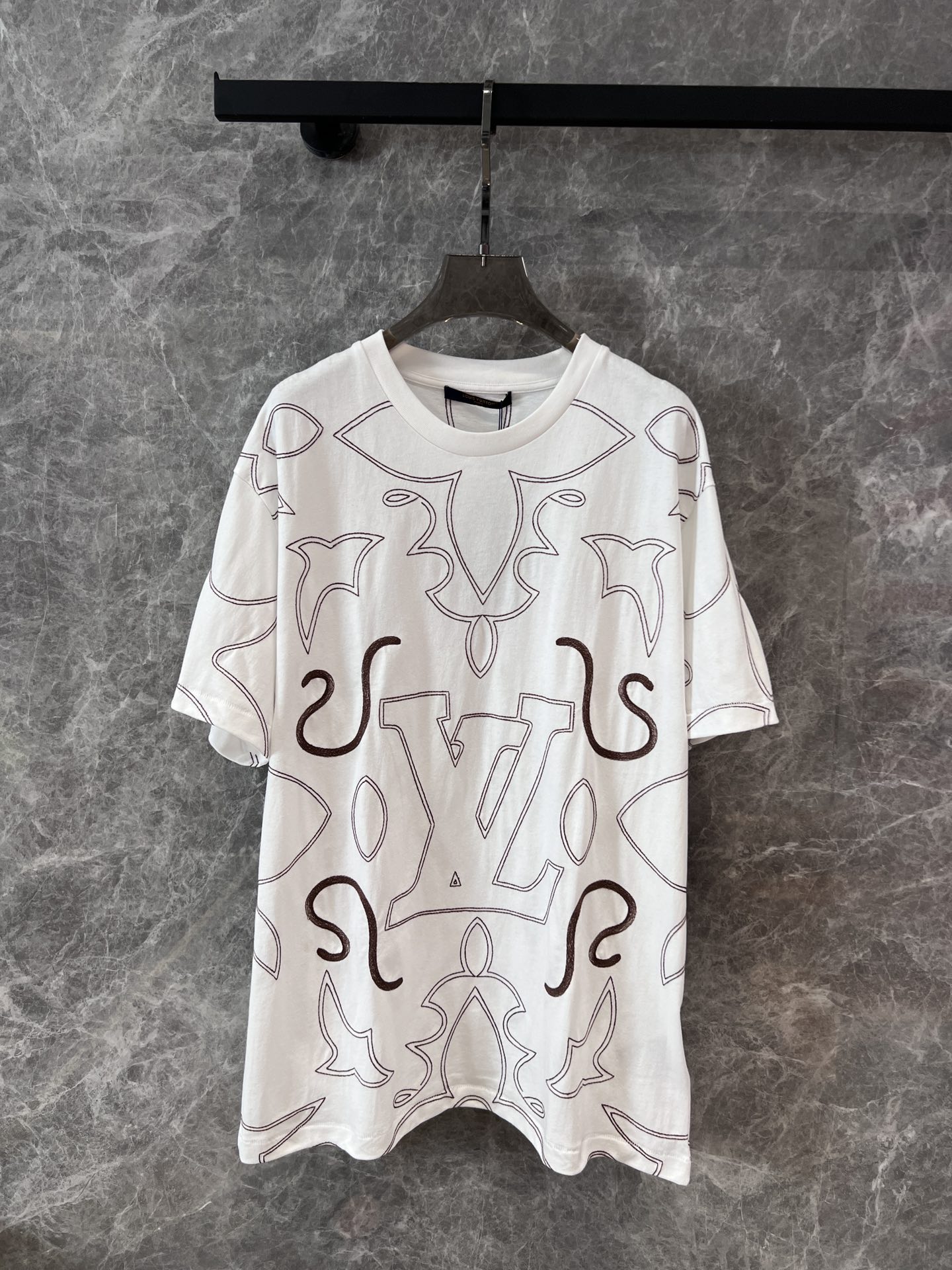 Louis Vuitton Abbigliamento T-Shirt Ricamo Unisex Collezione Autunno Maniche corte