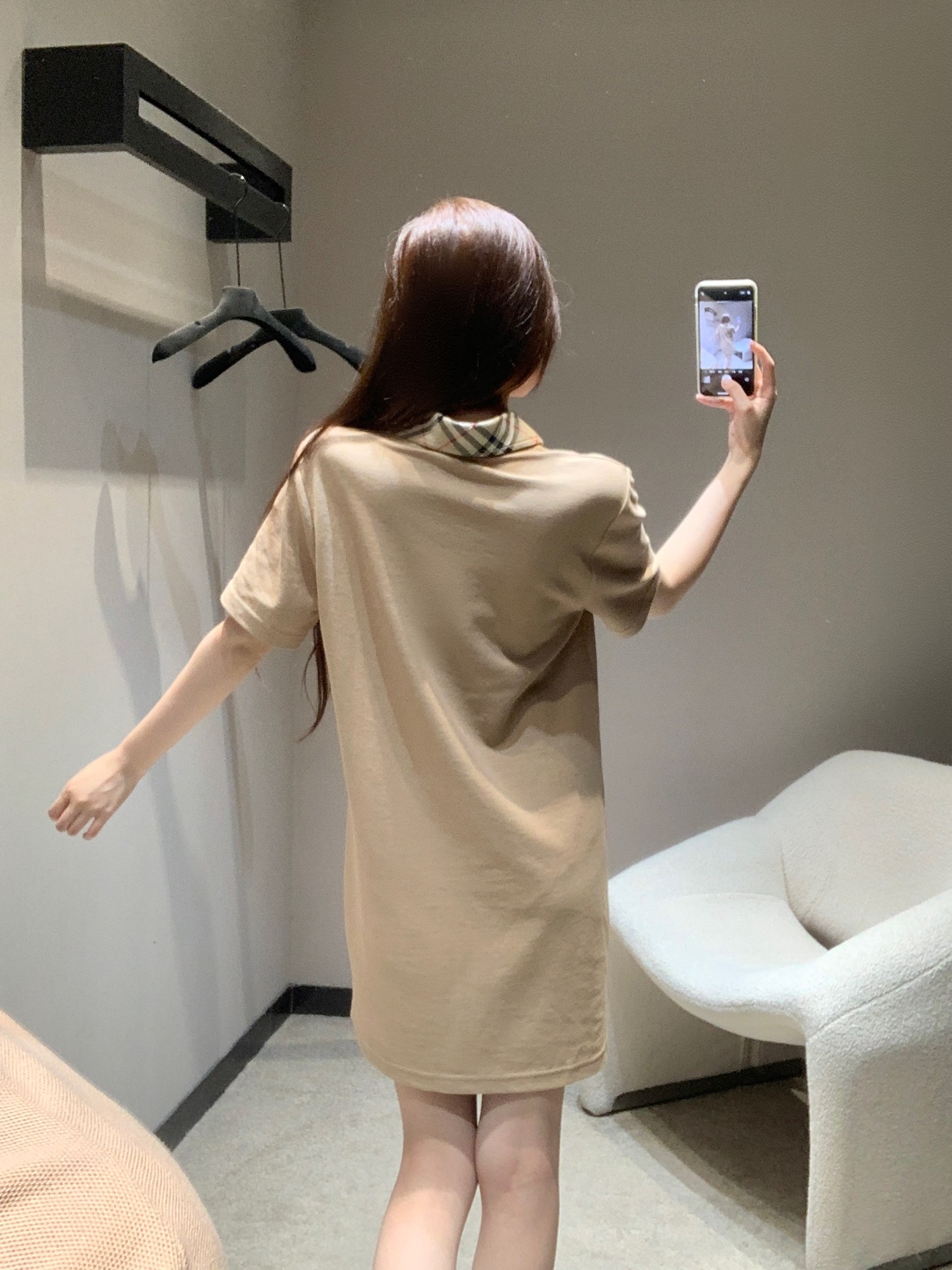 Burberry Women's Beige Polo Dress With Check Collar and Embroidered Logo 7 i1745490745027 2049 0 6