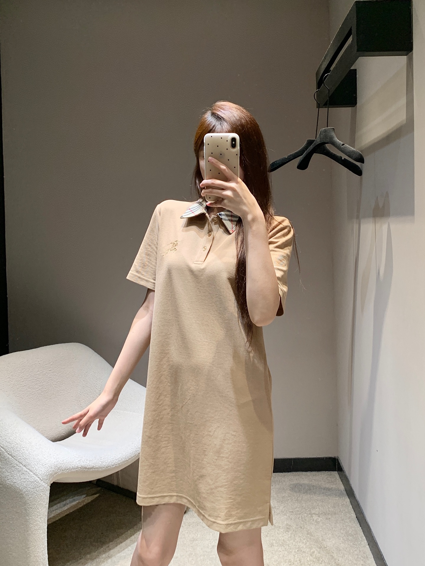 Burberry Women's Beige Polo Dress With Check Collar and Embroidered Logo 1 i1745490745186 3128 0 2