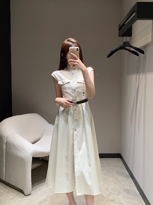 Dior Inspired Elegant Stand Collar Midi Dress with Belt - Spring/Summer Collection 1 Dior Inspired Elegant Stand Collar Midi Dress with Belt - Spring/Summer Collection