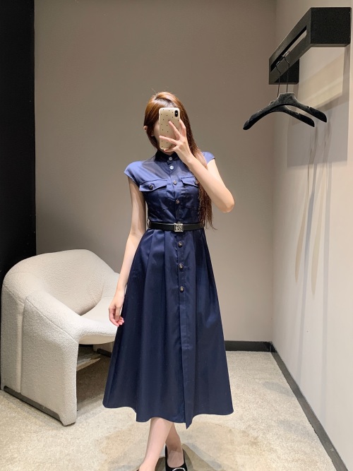 Dior 25SS Chic Stand Collar Waist Slimming A-Line Dress - Elegant & Flattering 1 Dior 25SS Chic Stand Collar Waist Slimming A-Line Dress - Elegant & Flattering
