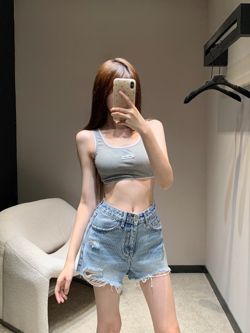 Miu Miu Inspired Ribbed Crop Tank Top with Lace Trim - Spring/Summer Collection 1 Miu Miu Inspired Ribbed Crop Tank Top with Lace Trim - Spring/Summer Collection