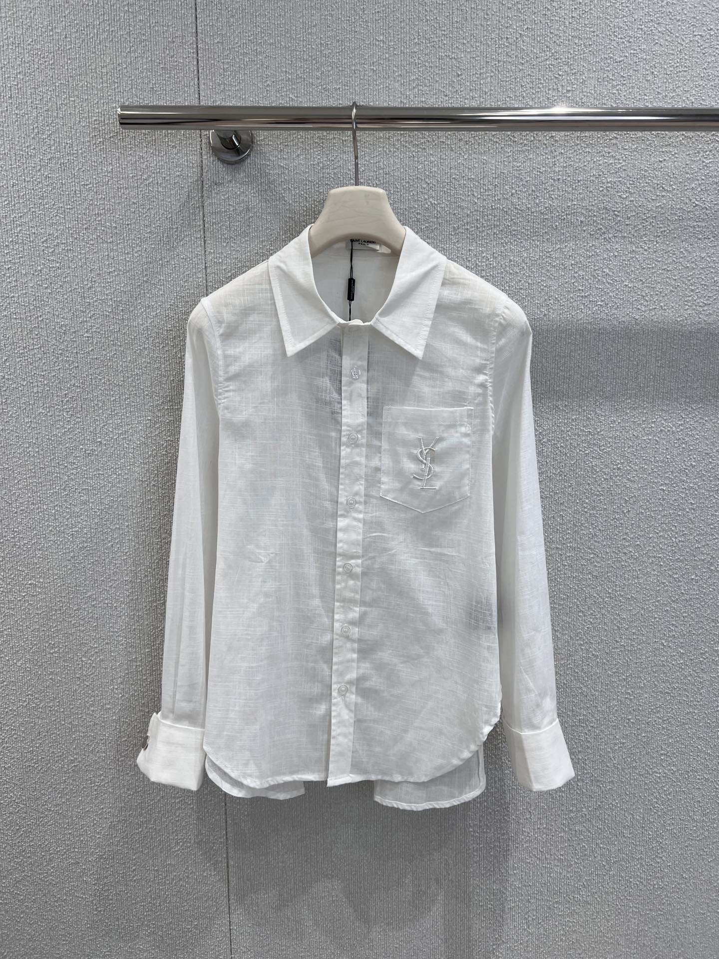 High-Quality Women’s Suit: Saint Laurent 25SS Spring/Summer Collection, Embroidered Shirt + Shorts Suit - 图片 2