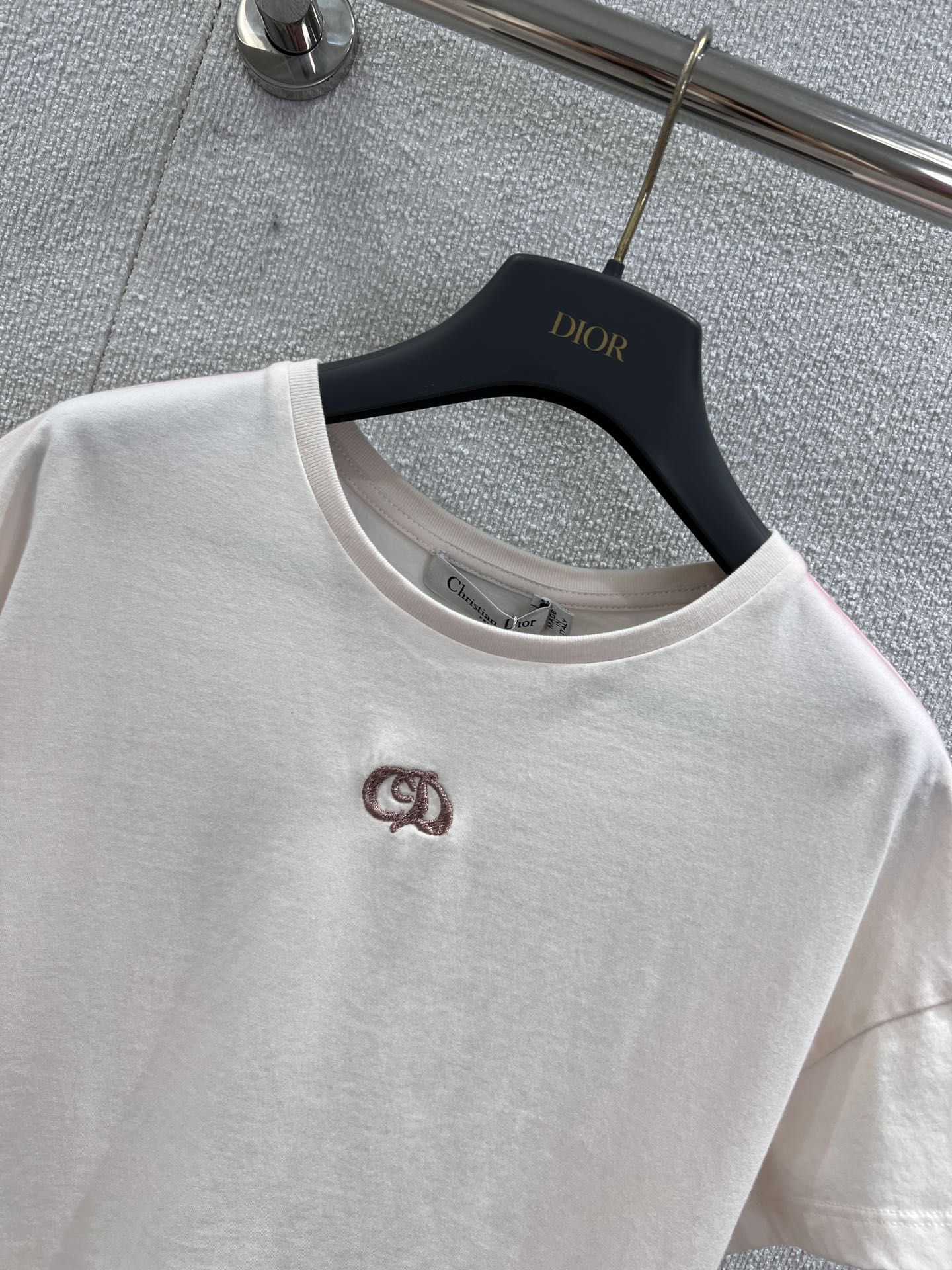 Dior Women's Embroidered Logo Cotton T-Shirt Short Flutter Sleeve Tee 4 i1753936616 3446 1