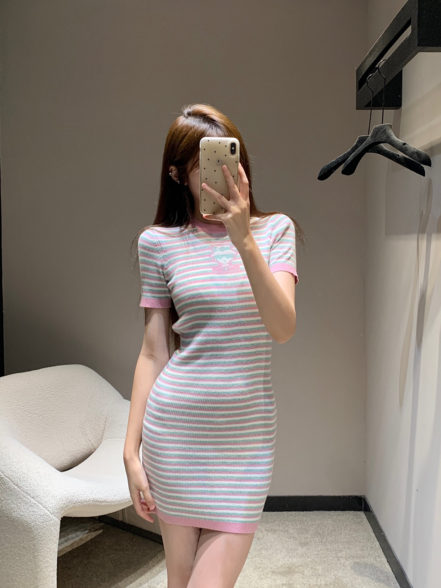 Chanel Striped Knitted Mini Dress with Cartoon Motif - Chic & Comfortable