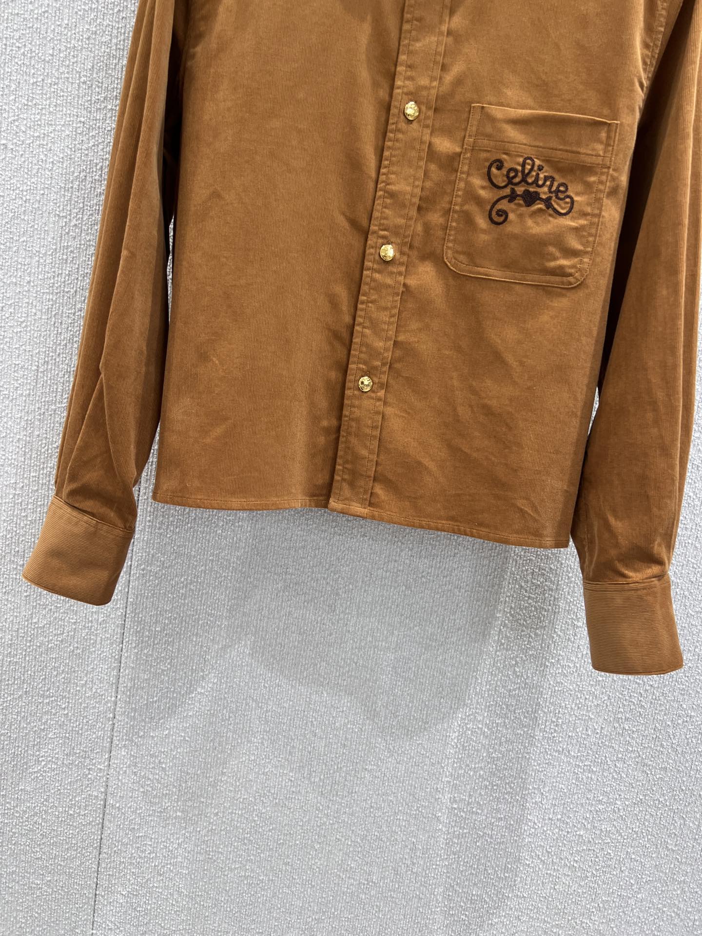 Celine Brown Embroidered Pocket Short Shirt - Chic Fall Style 8 i1754463749 6024 5