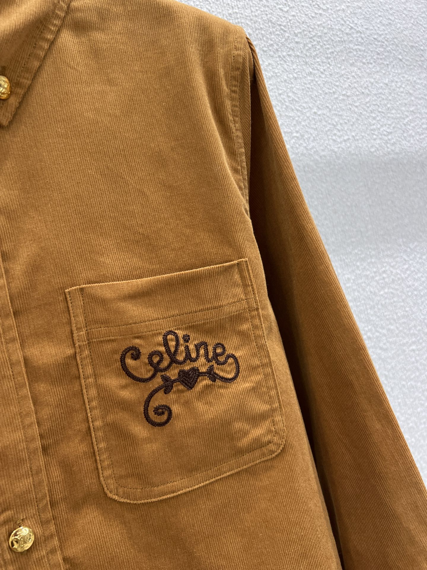 Celine Brown Embroidered Pocket Short Shirt - Chic Fall Style 6 i1754463749 9500 7