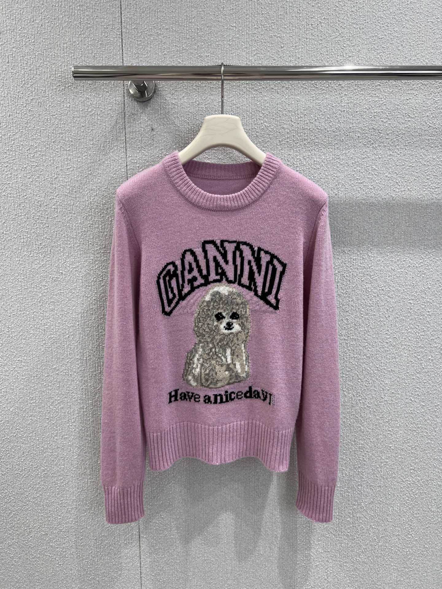 NO:460564,Support replacement Gann* 25Fw early autumn new style animal jacquard logo long-sleeved knitted sweater丨Exclusive high-end production!  Nordic niche designer brands have become popular in the past two years!  !  The simplest pullover shirt, the simpler the more you can wear it!  The colors are lively and bright, and full of fashion!  You can go out on the street every day and commute to work!  S/M/L real photos, sweaters, alexander wang19860909支持换款 Gann* 25Fw早秋新款 动物提花logo长袖针织毛衣丨独家高版出品！北欧小众设计师品牌 这两年ins上巨火！！简约至上的套头小衫,越简单越能穿出气质！颜色活泼明亮,时尚感十足！日常出街,上班通勤都可！现货发售S/M/L实拍细节图,,sweaters,alexander wang,Women's clothing