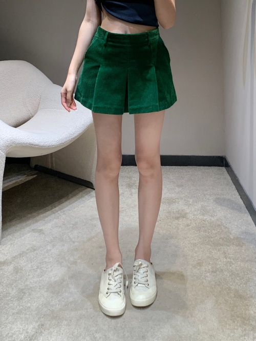 Miu Miu Corduroy Pleated Mini Skirt, Emerald Green, Fall/Winter Collection 1 Miu Miu Corduroy Pleated Mini Skirt, Emerald Green, Fall/Winter Collection