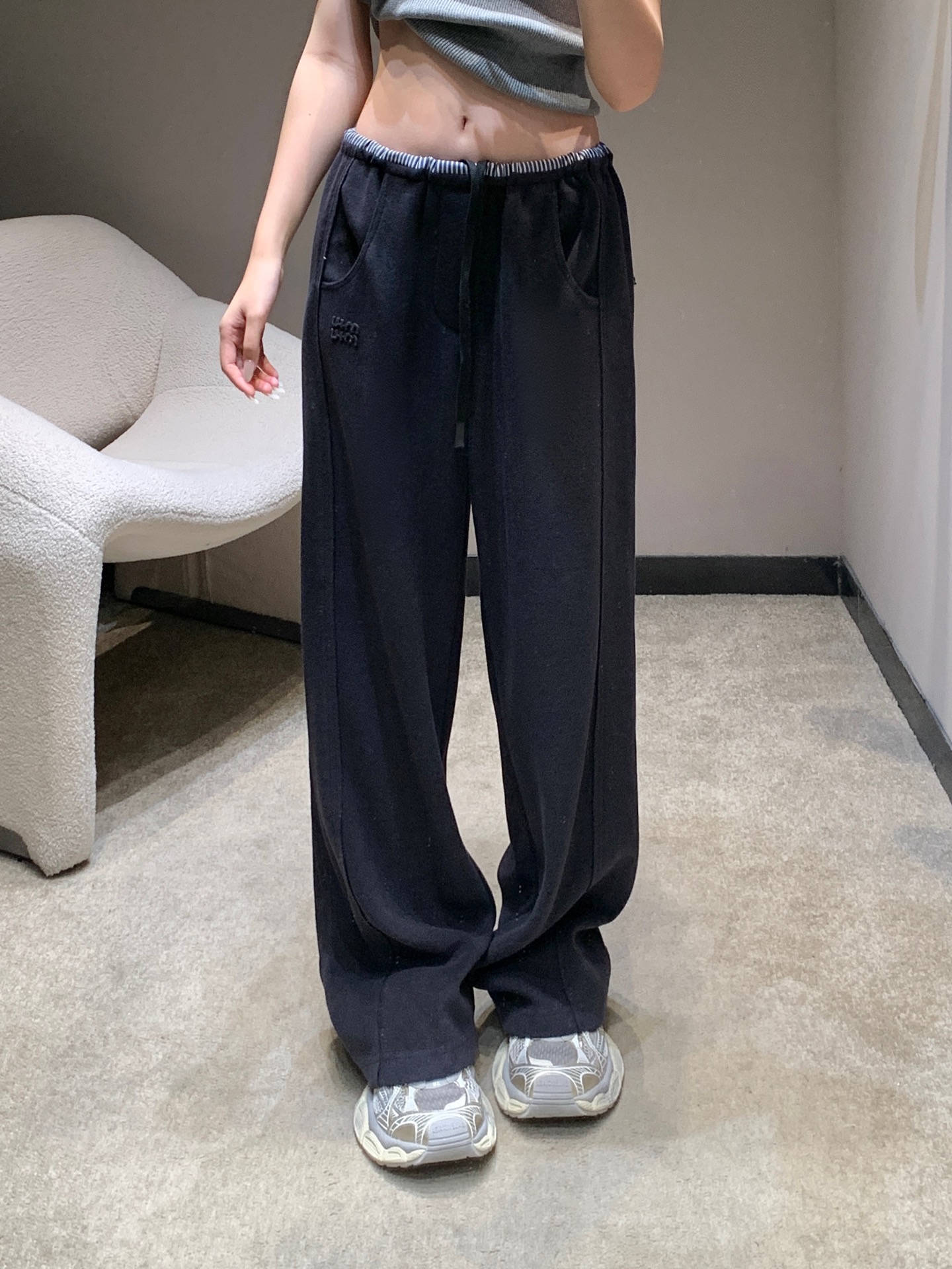 Miu Miu Terry Cloth Lounge Pants with Embroidered Logo - Relaxed Fit