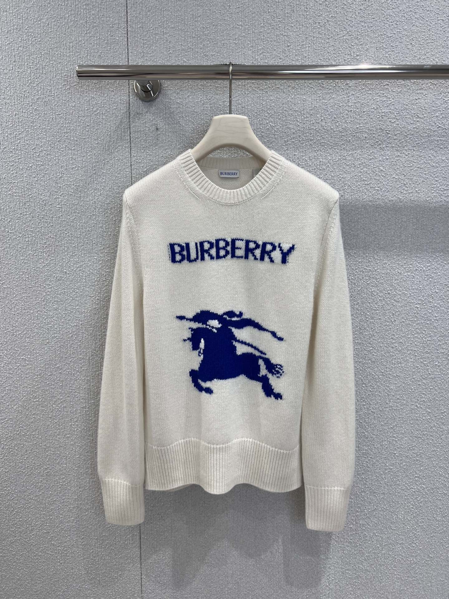 Burberry Wool-Cashmere Blend Knit Sweater with Equestrian Knight Detail