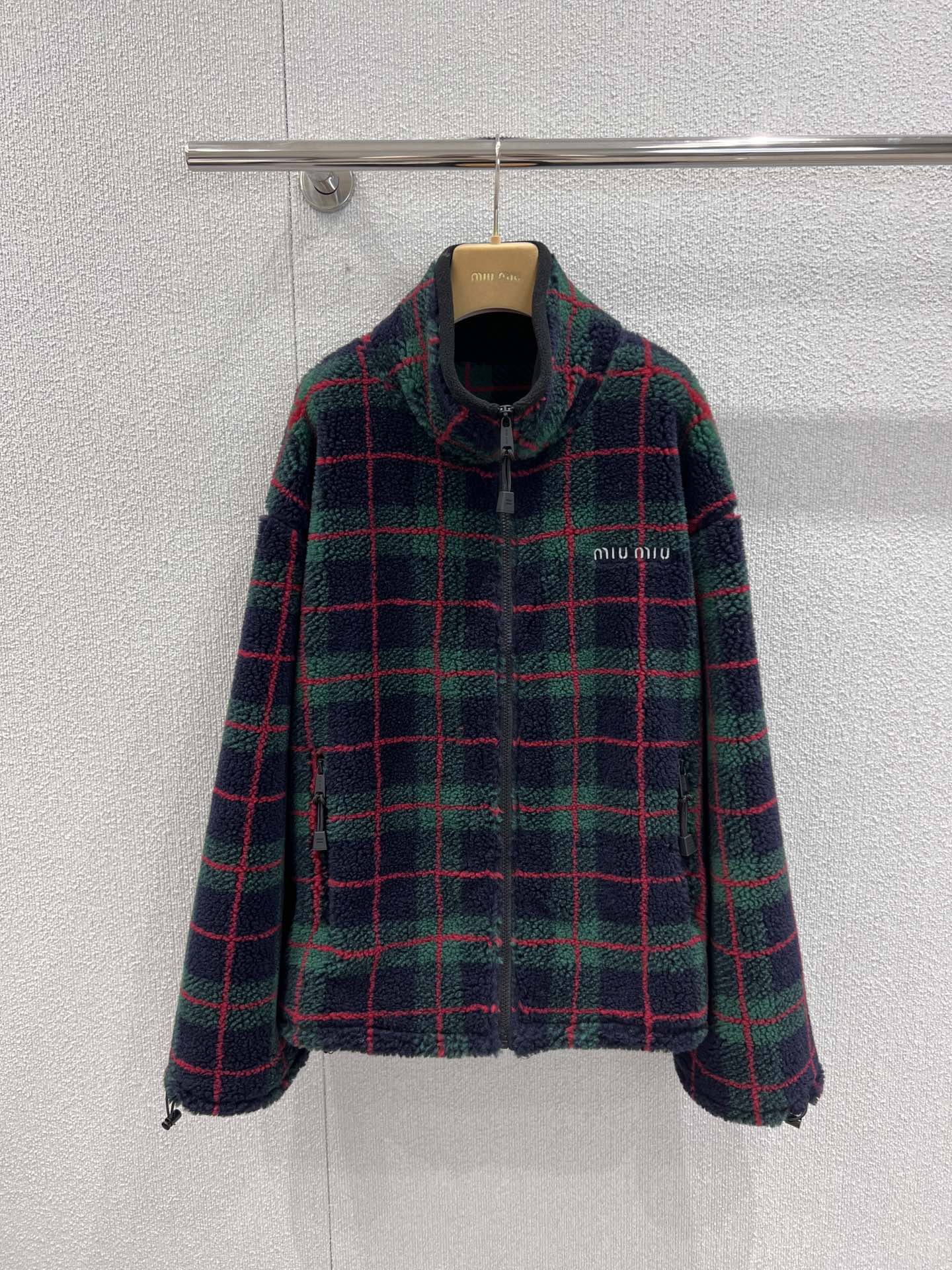 Miu Miu 2026SS Plaid Fleece Jacket – Embrace Retro-Chic Style This Spring