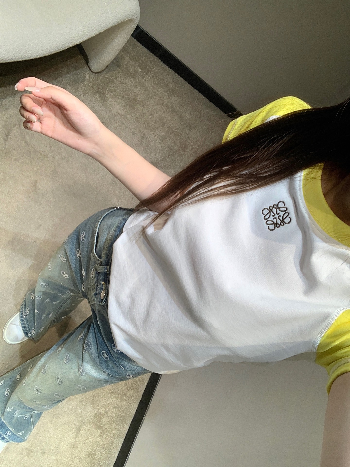 로에베 컬러 블록 자수 반팔 티셔츠 26 SS 상세 이미지 5