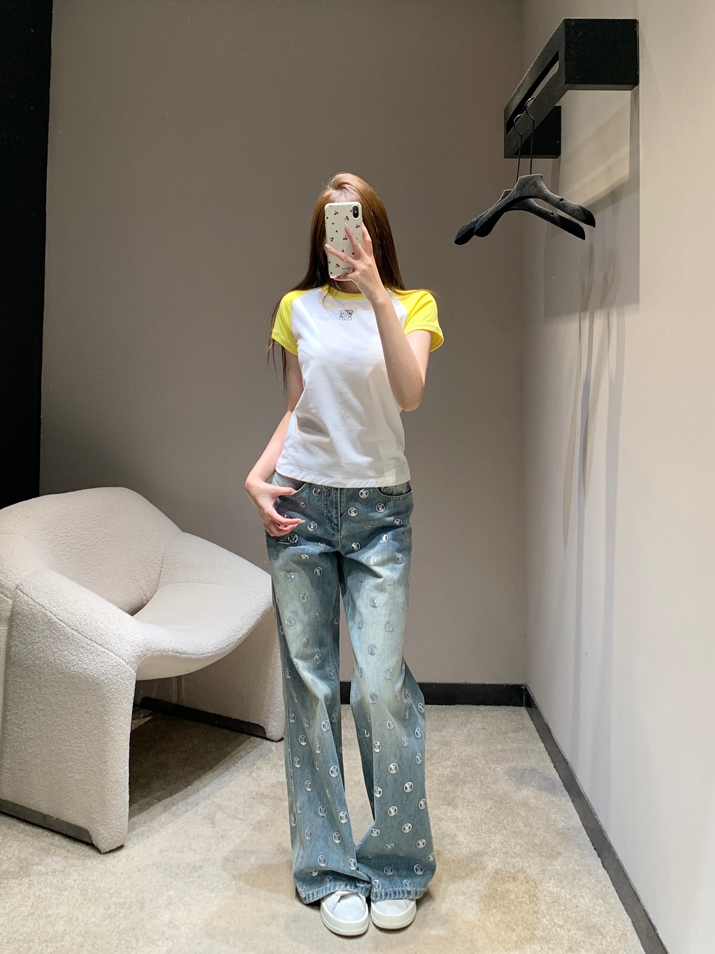 로에베 컬러 블록 자수 반팔 티셔츠 26 SS 상세 이미지 6