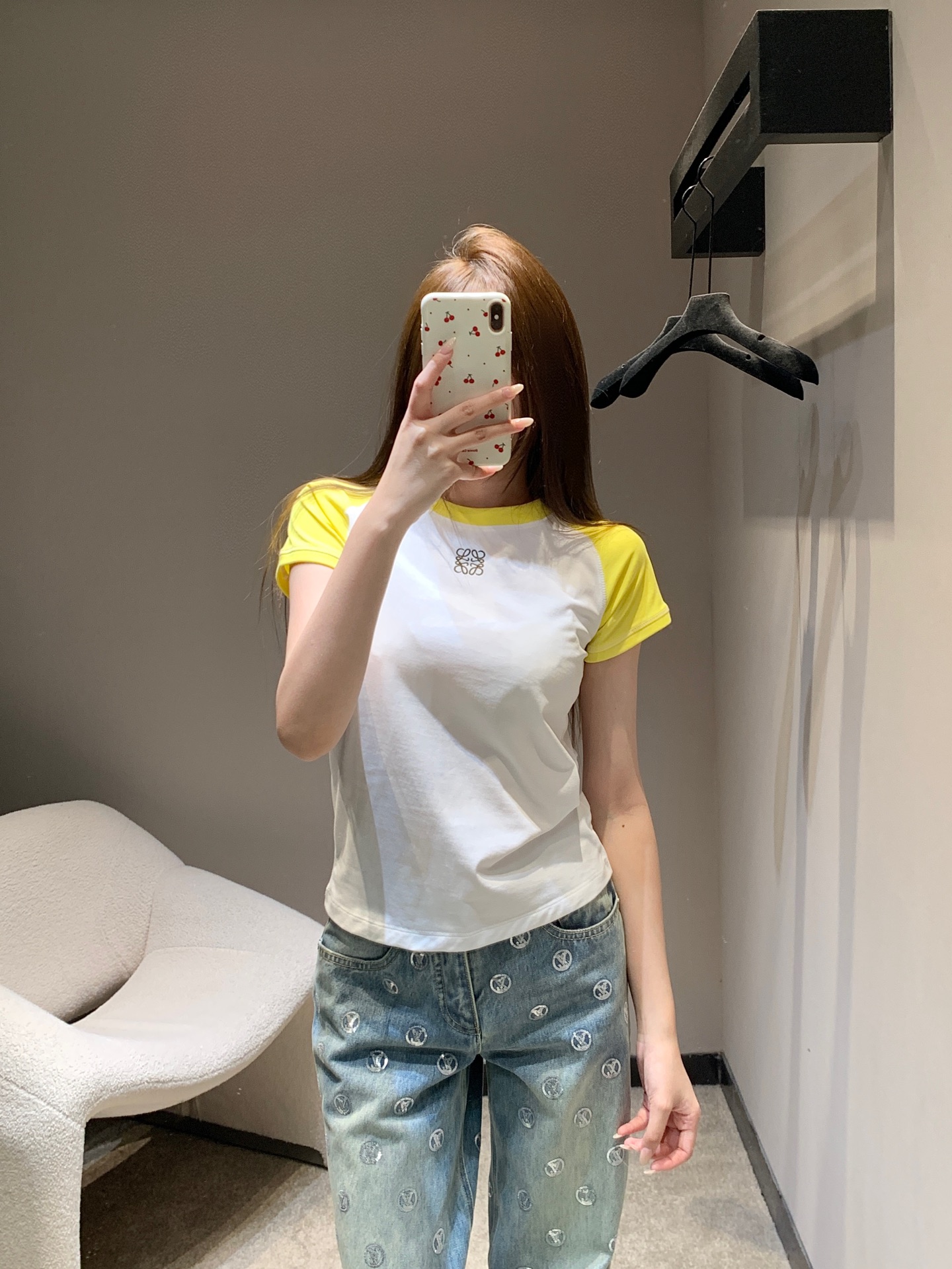 로에베 컬러 블록 자수 반팔 티셔츠 26 SS 상세 이미지 3