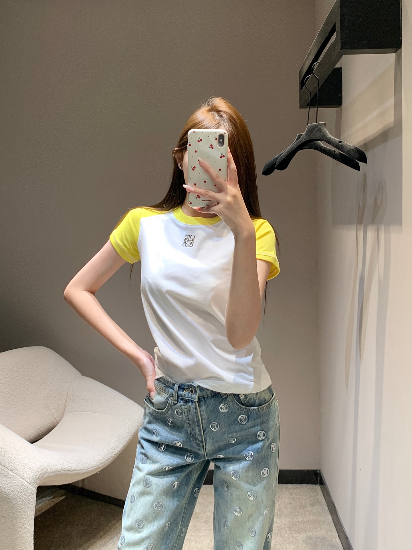 로에베 컬러 블록 자수 반팔 티셔츠 26 SS 상세 이미지 7