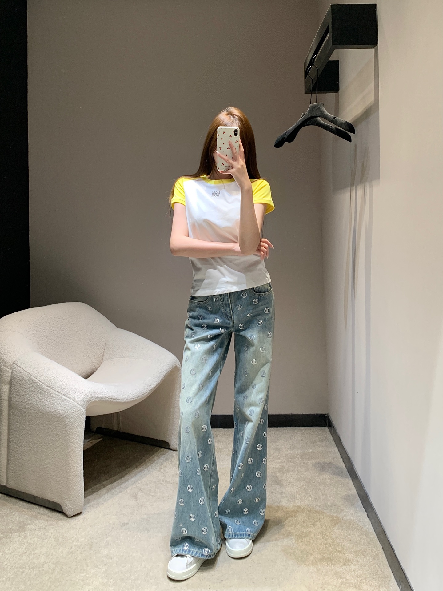 로에베 컬러 블록 자수 반팔 티셔츠 26 SS 상세 이미지 4
