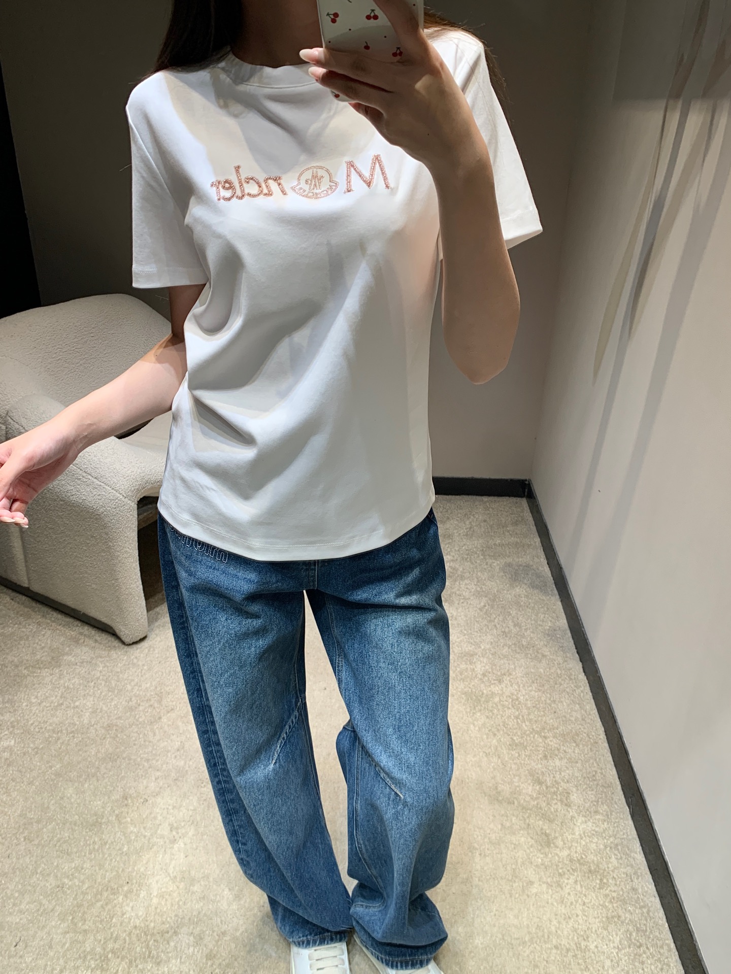 몽클레어 레터 비즈 크루넥 반팔 티셔츠 26 SS 이미지 2