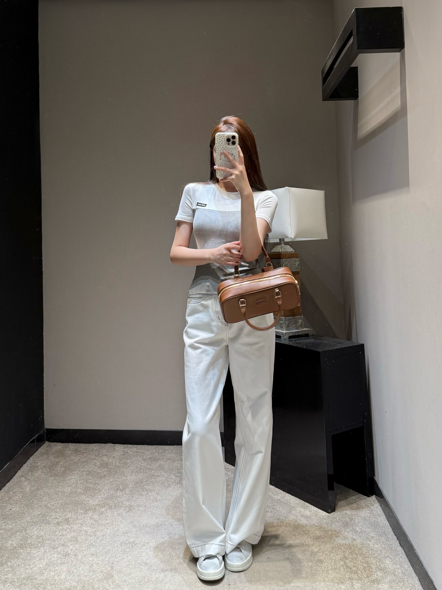 미우미우 컬러 블록 코튼 반팔 티셔츠 상세 이미지 4