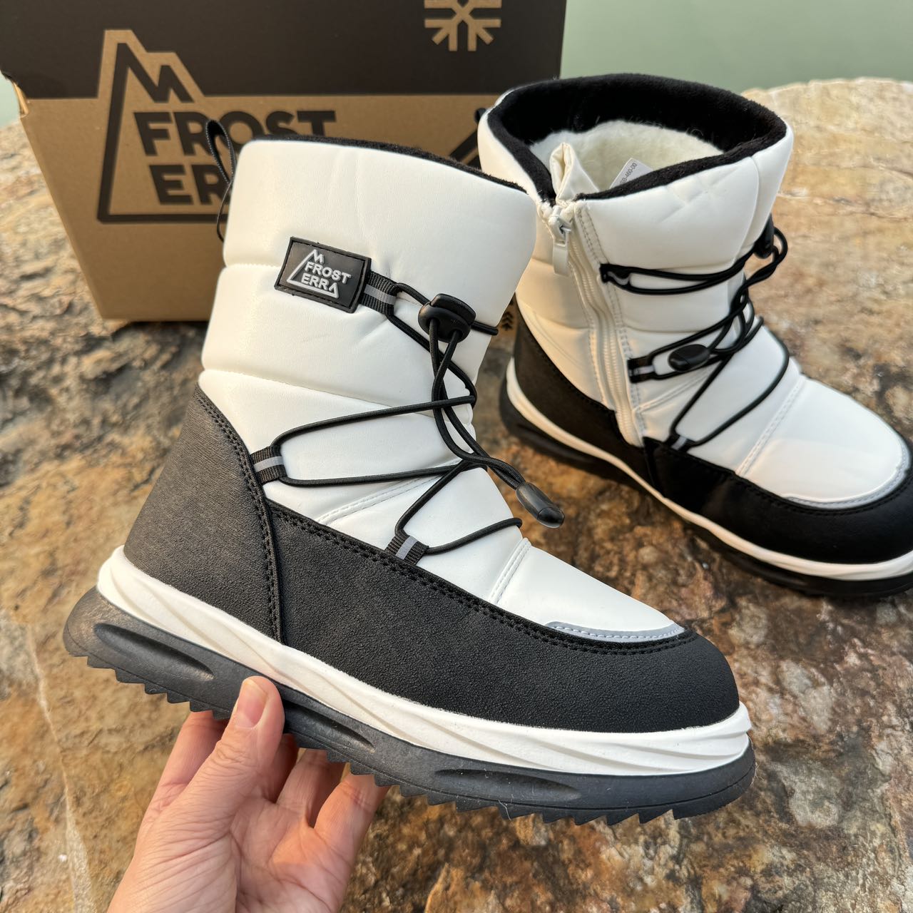 There are multiple shoelace holes and laces on the boots,Adjustable to - Shoe 4