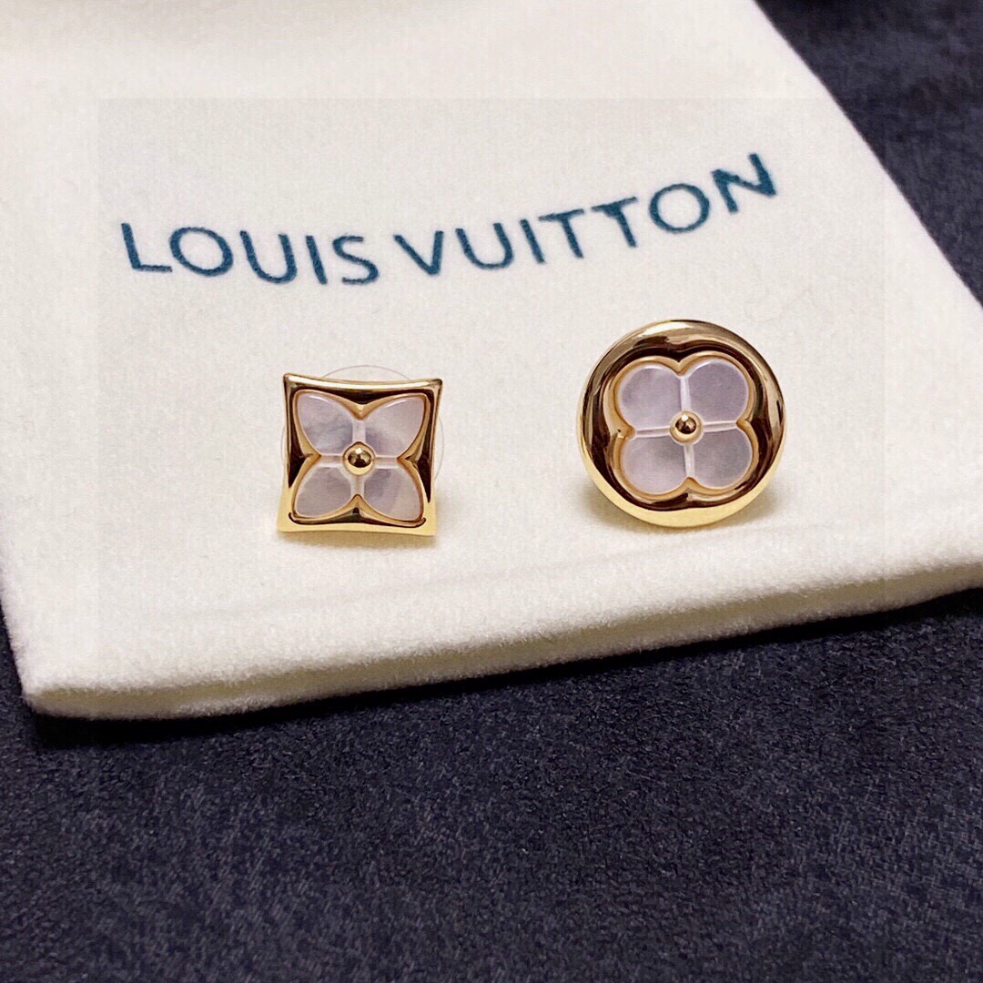 Louis Vuitton Jewelry Earring Gold White Yellow Fashion