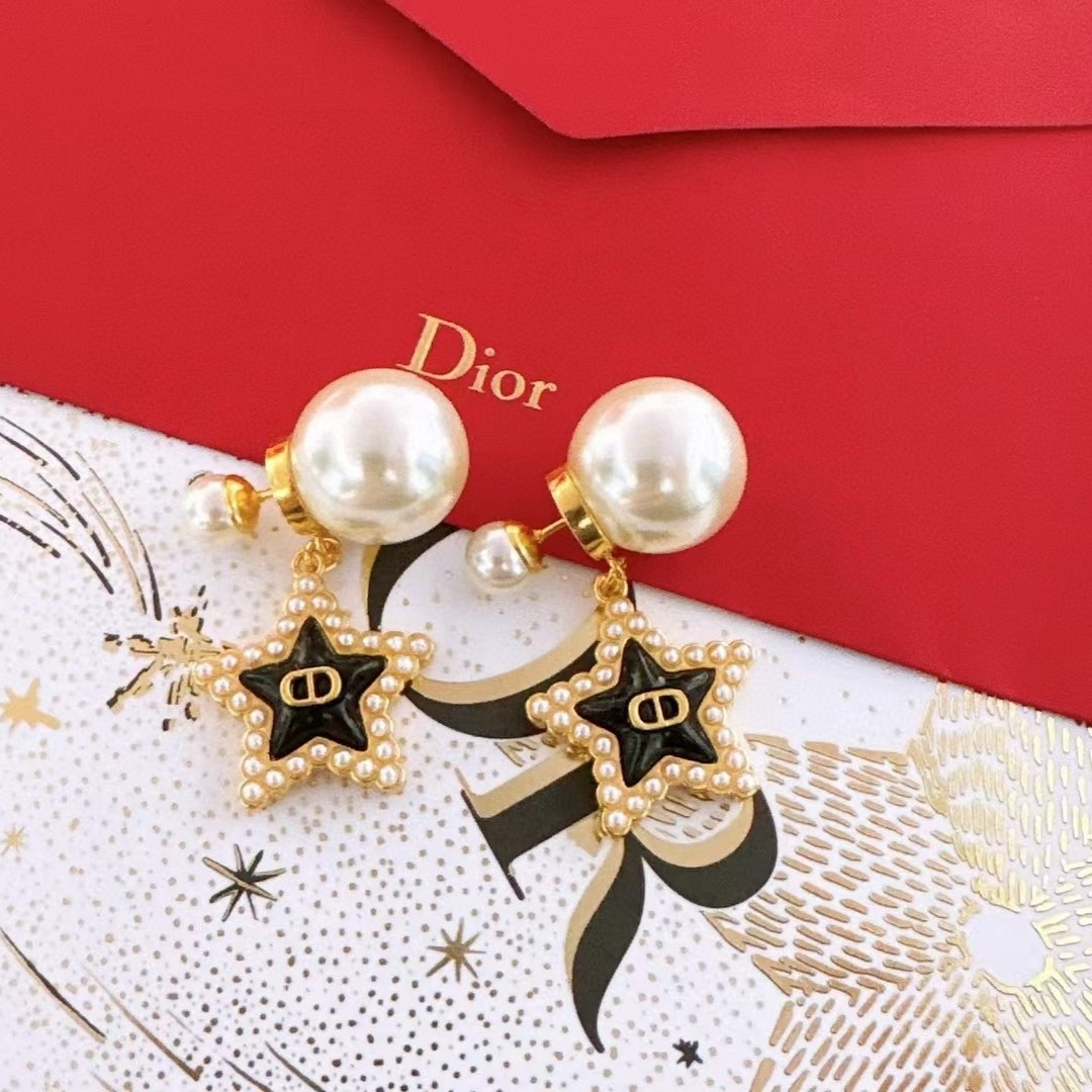 Dior Серьги жемчуг чёрный белый
