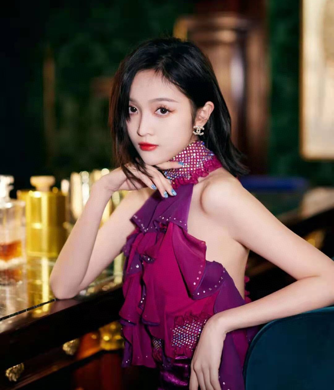Chanel ZP打版 小香 CHANEL 双C晶钻米粒间隔珍珠耳钉耳环