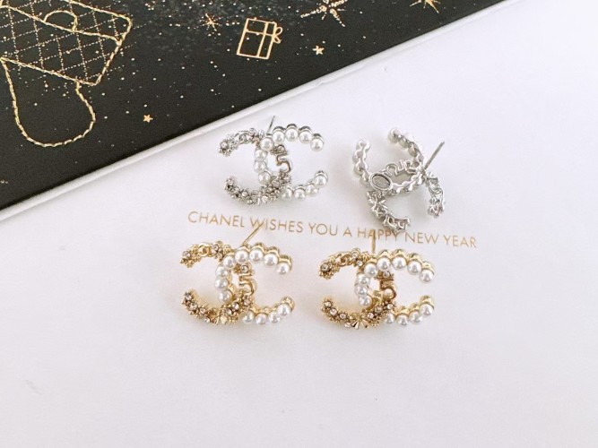 Chanel Crystal CC Logo Pearl Earrings, Elegant Studs for Women Girls 1 Chanel Crystal CC Logo Pearl Earrings, Elegant Studs for Women Girls