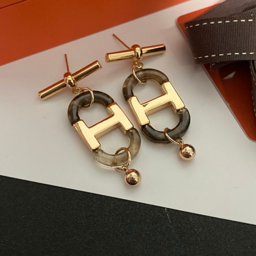 Hermes Inspired Gold-Plated Crystal H Drop Earrings for Women, New Arrival 1 Hermes Inspired Gold-Plated Crystal H Drop Earrings for Women, New Arrival