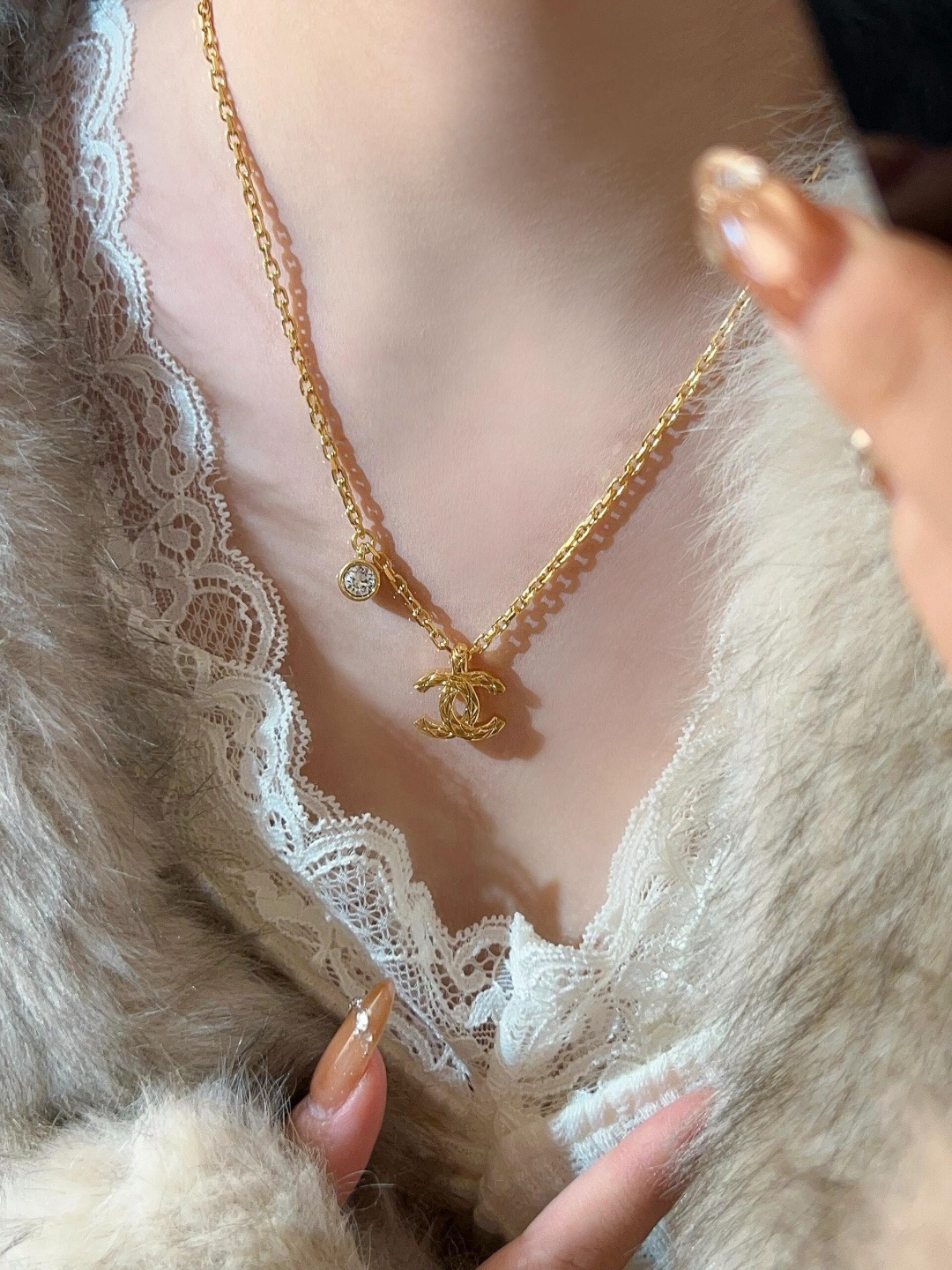 Chanel 香 菱格coco菱格双c单钻组合字母项链26P春夏最新款