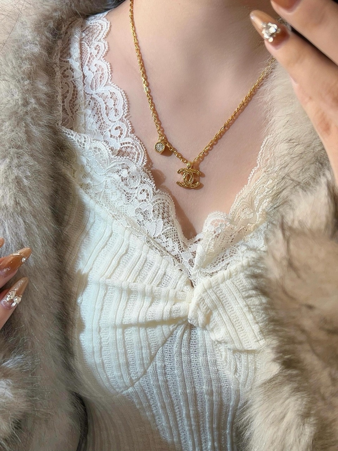 Chanel 香 菱格coco菱格双c单钻组合字母项链26P春夏最新款