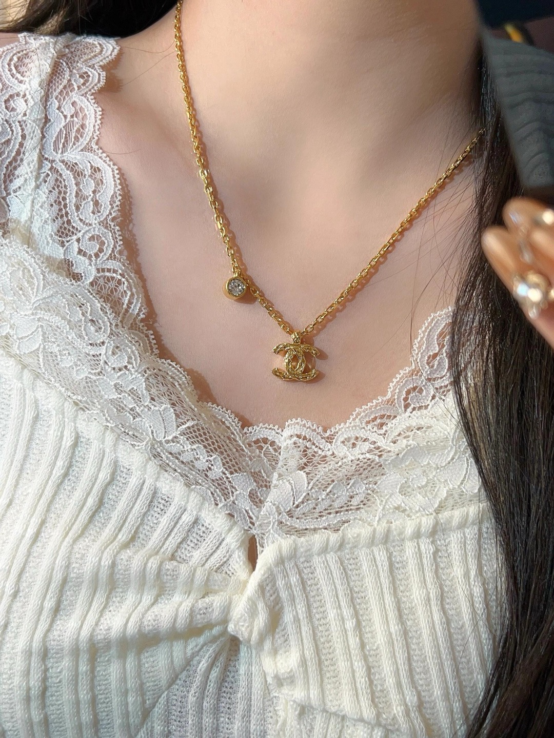Chanel 香 菱格coco菱格双c单钻组合字母项链26P春夏最新款