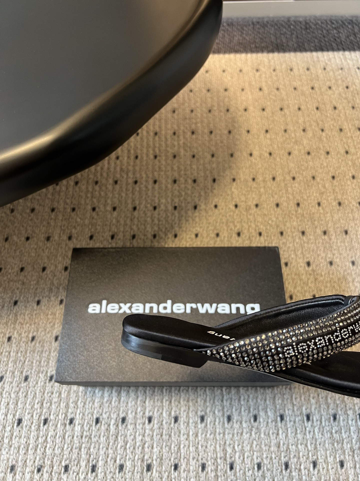 Alexander Wang Alexander Wan*26ss夏季新款水钻方头夹趾人字拖