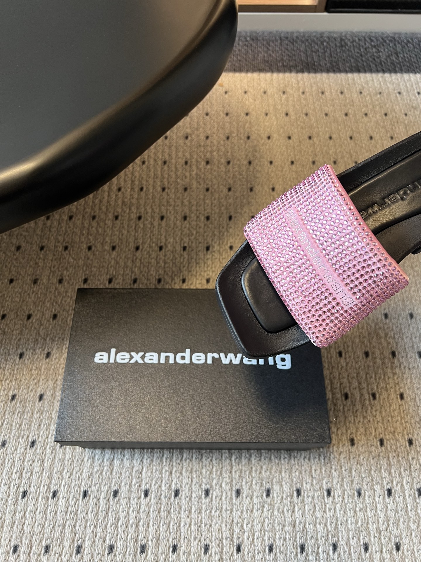 Alexander Wang Alexander Wan*26ss夏季新款水钻方头厚底一字拖