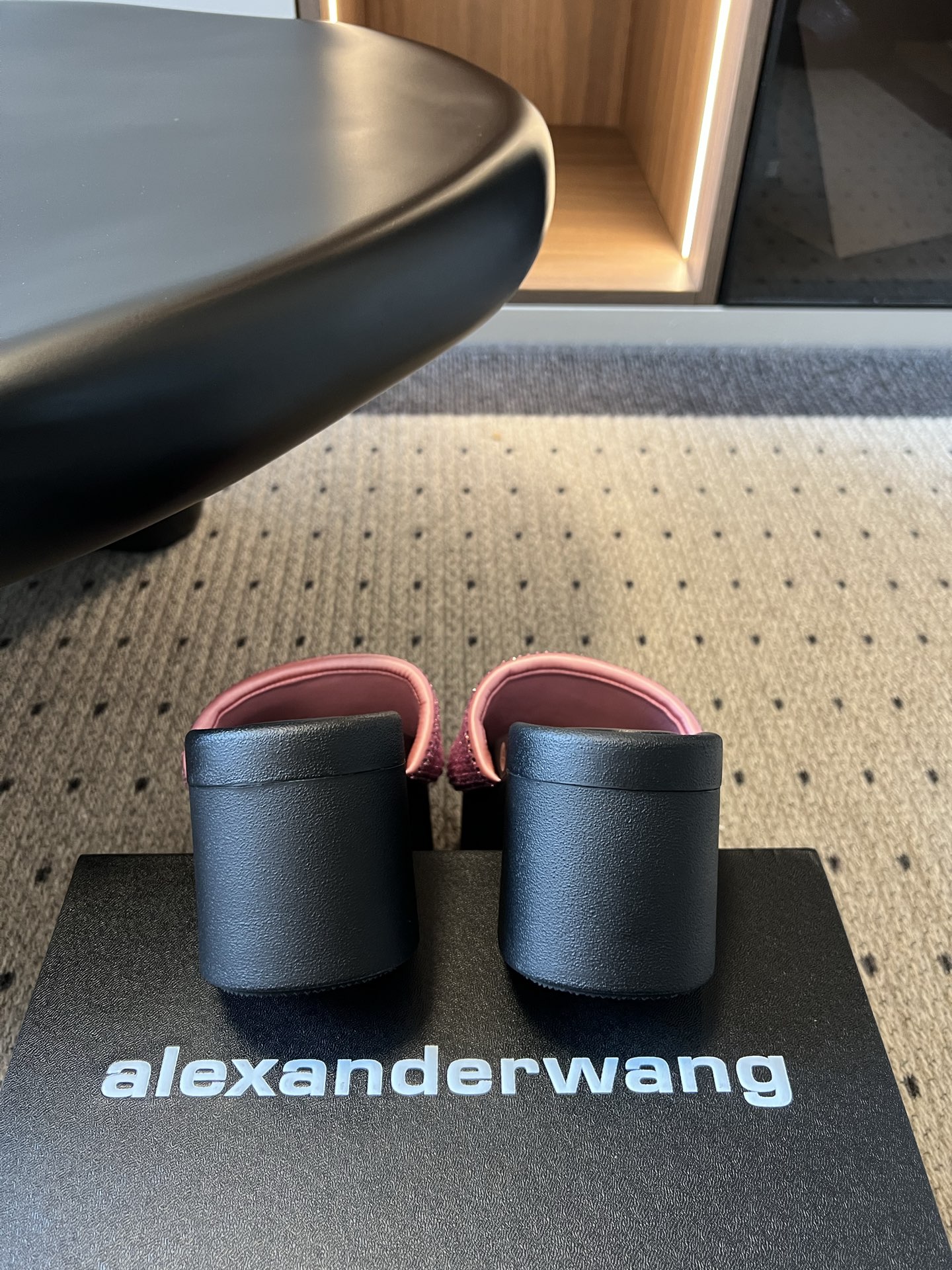Alexander Wang Alexander Wan*26ss夏季新款水钻方头厚底一字拖