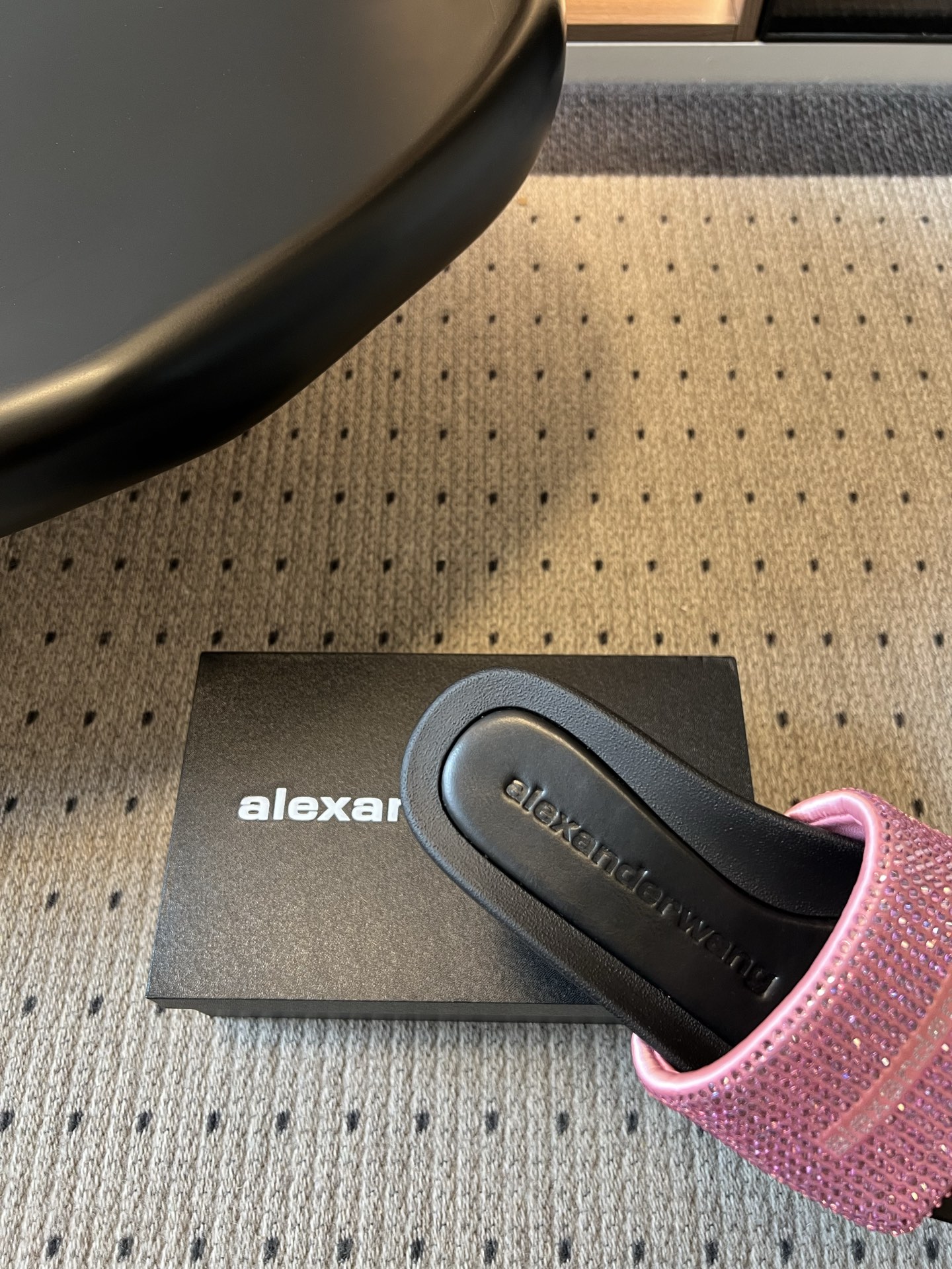 Alexander Wang Alexander Wan*26ss夏季新款水钻方头厚底一字拖