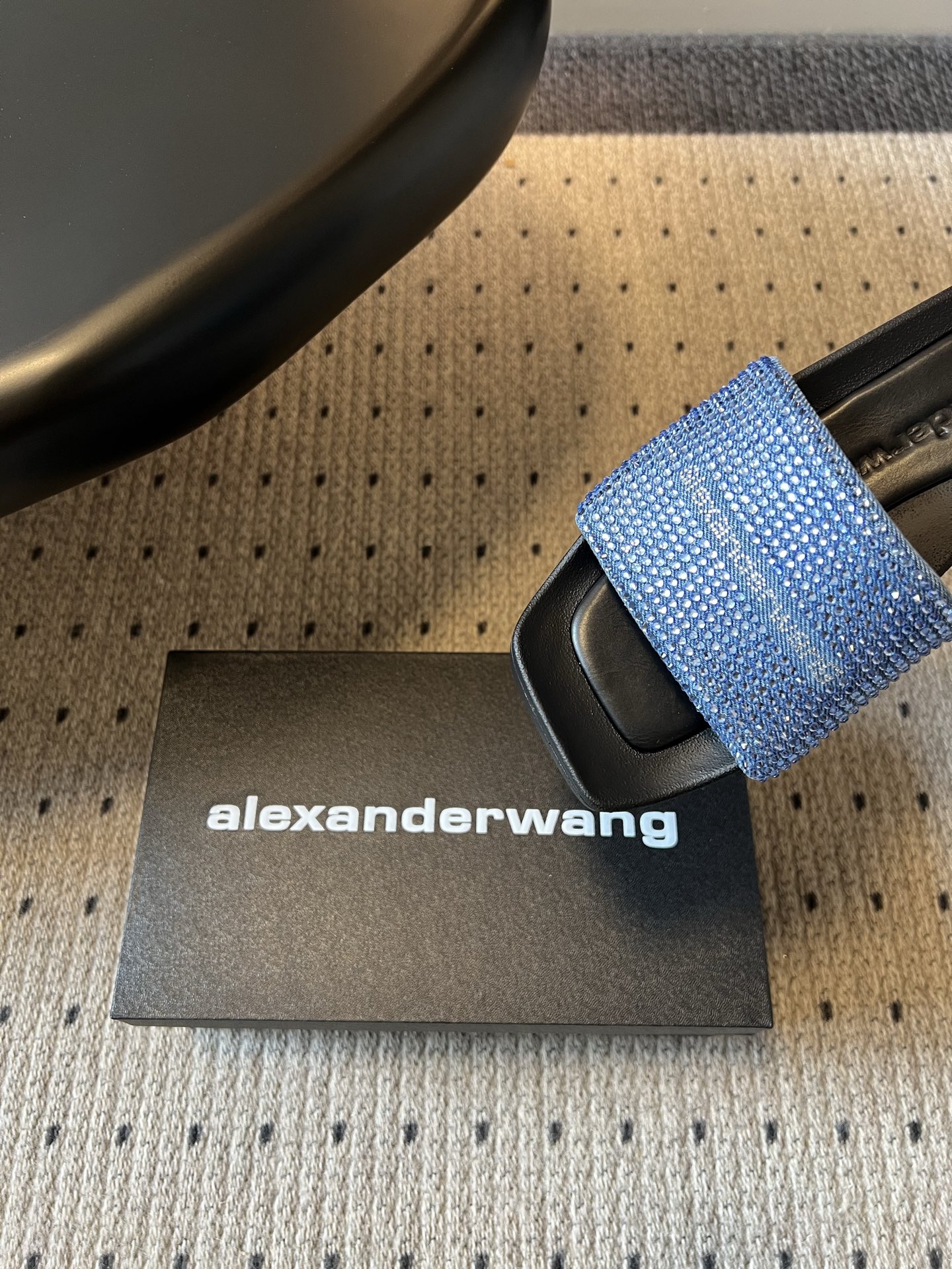 Alexander Wang Alexander Wan*26ss夏季新款水钻方头厚底一字拖