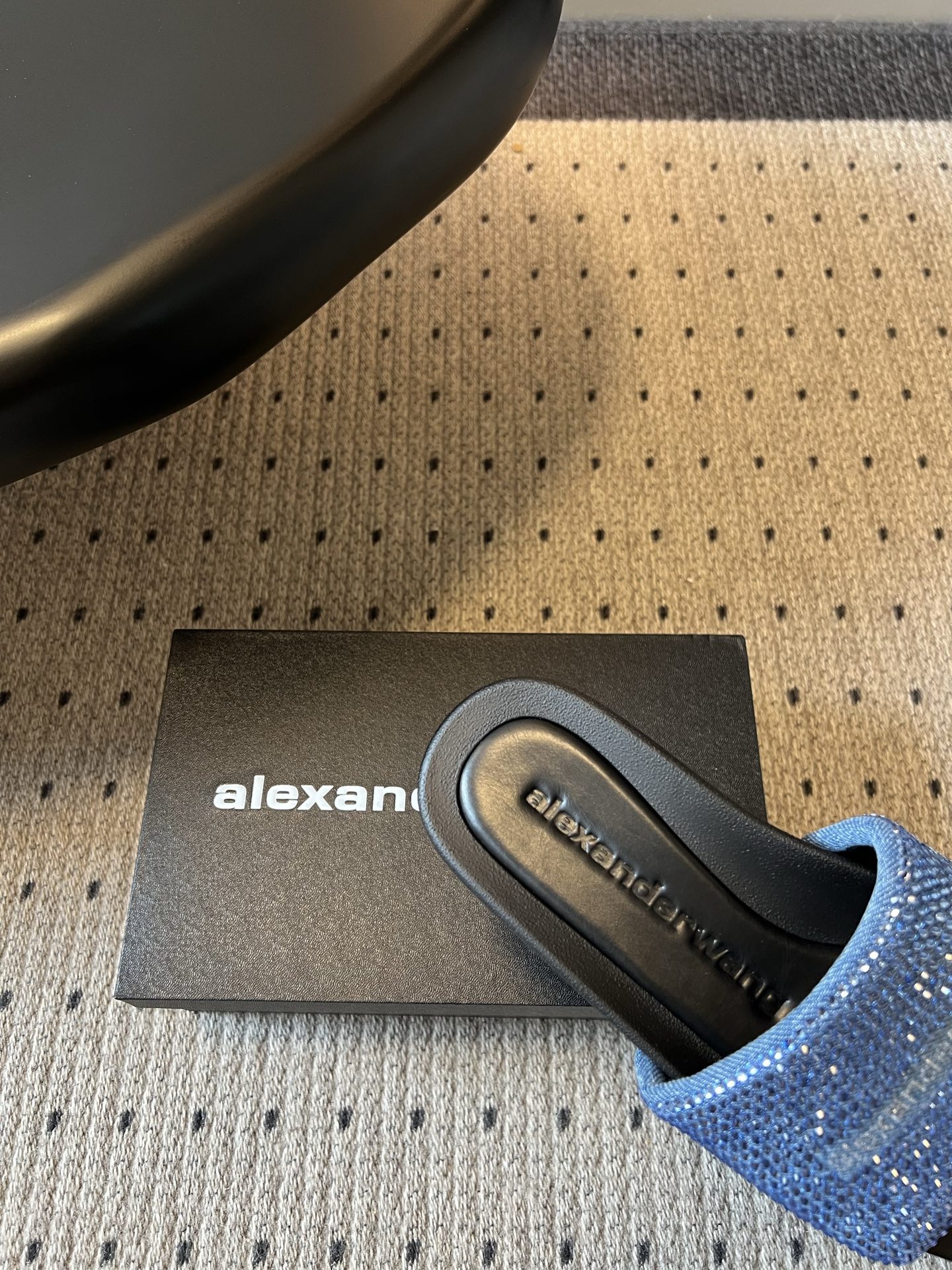 Alexander Wang Alexander Wan*26ss夏季新款水钻方头厚底一字拖