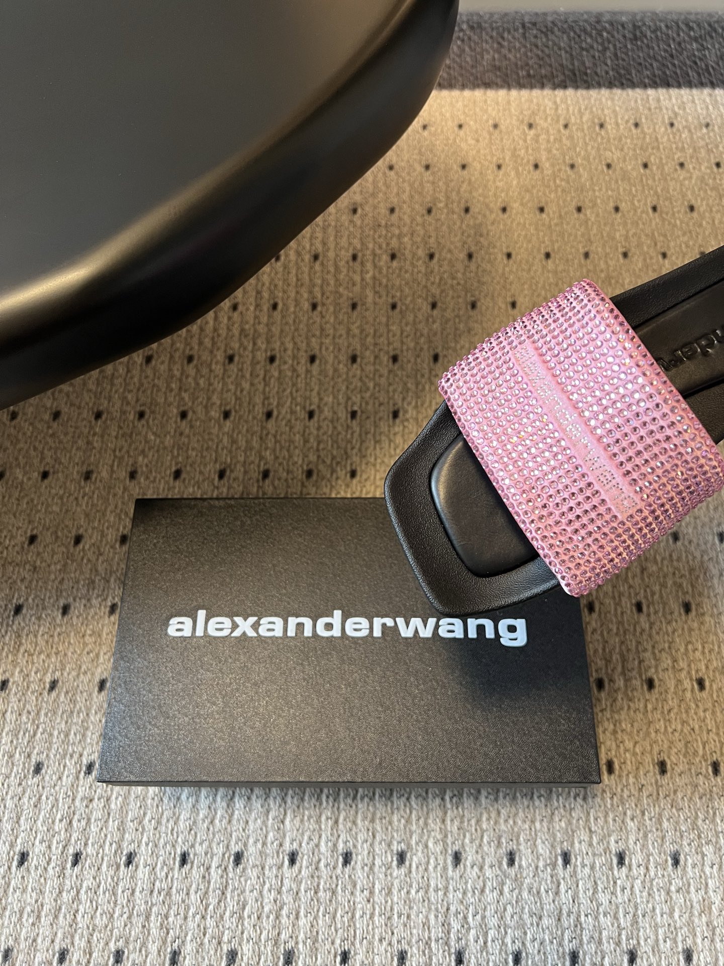 Alexander Wang Alexander Wan*26ss夏季新款水钻方头平底一字拖