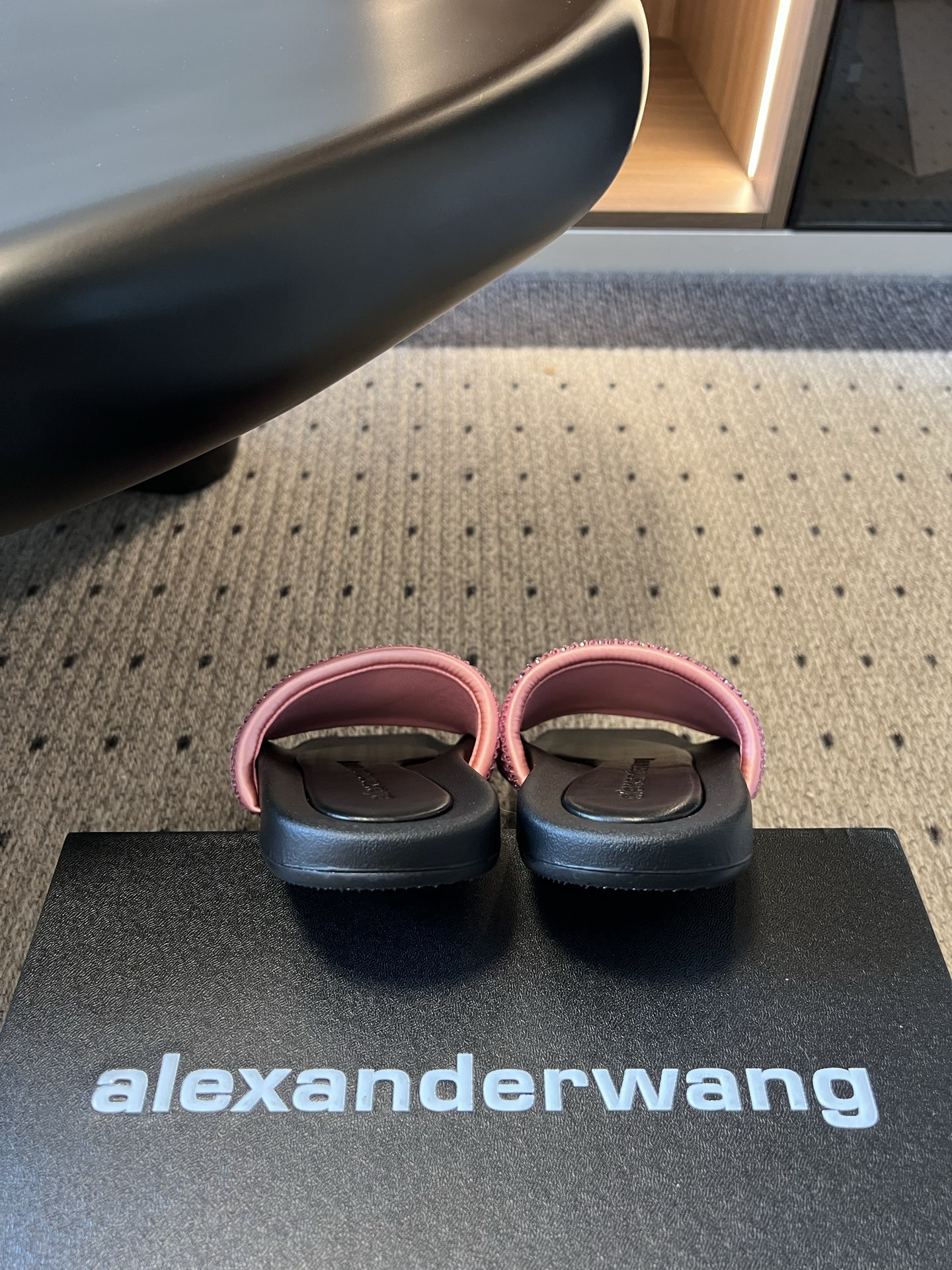 Alexander Wang Alexander Wan*26ss夏季新款水钻方头平底一字拖
