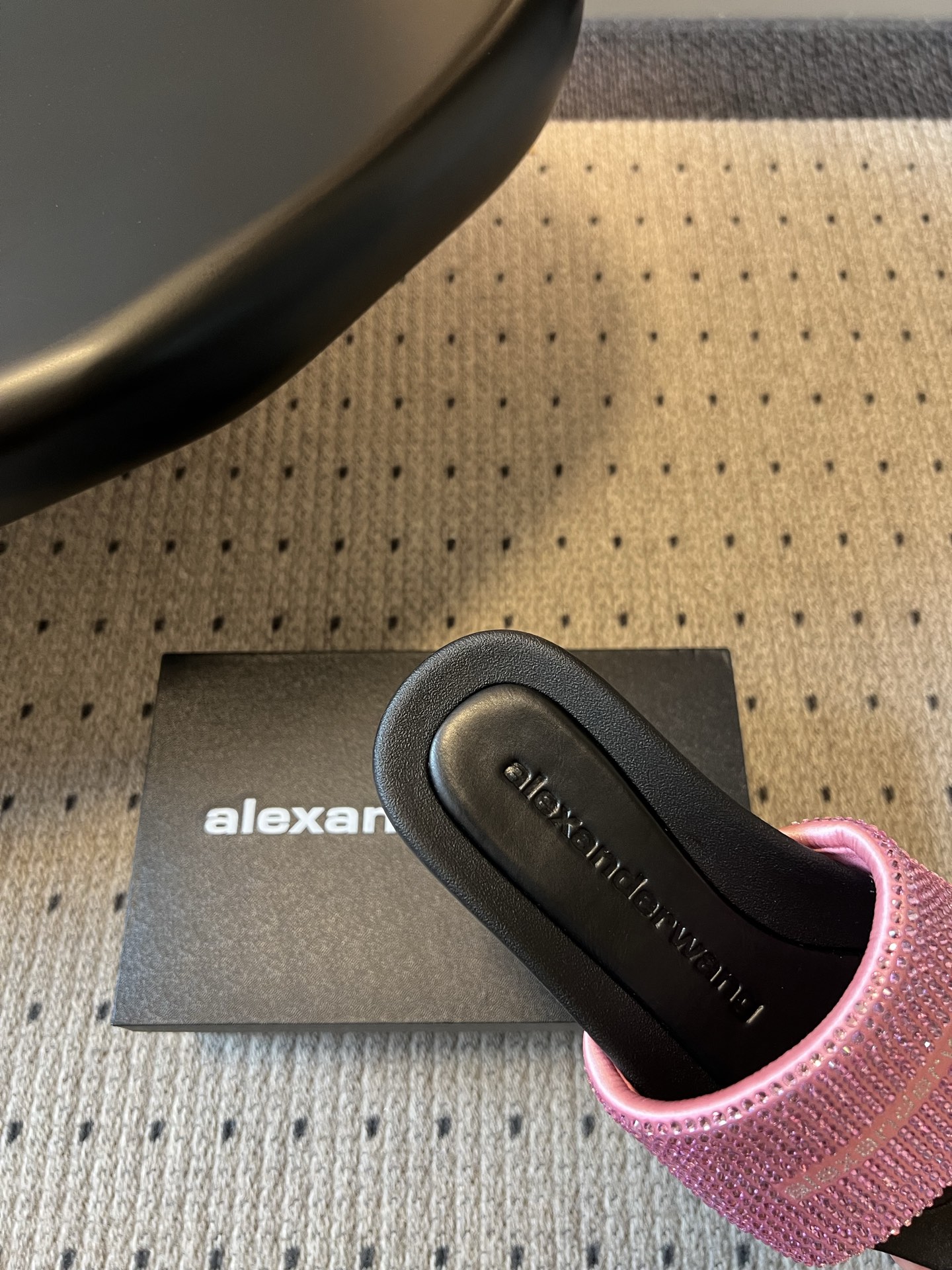 Alexander Wang Alexander Wan*26ss夏季新款水钻方头平底一字拖