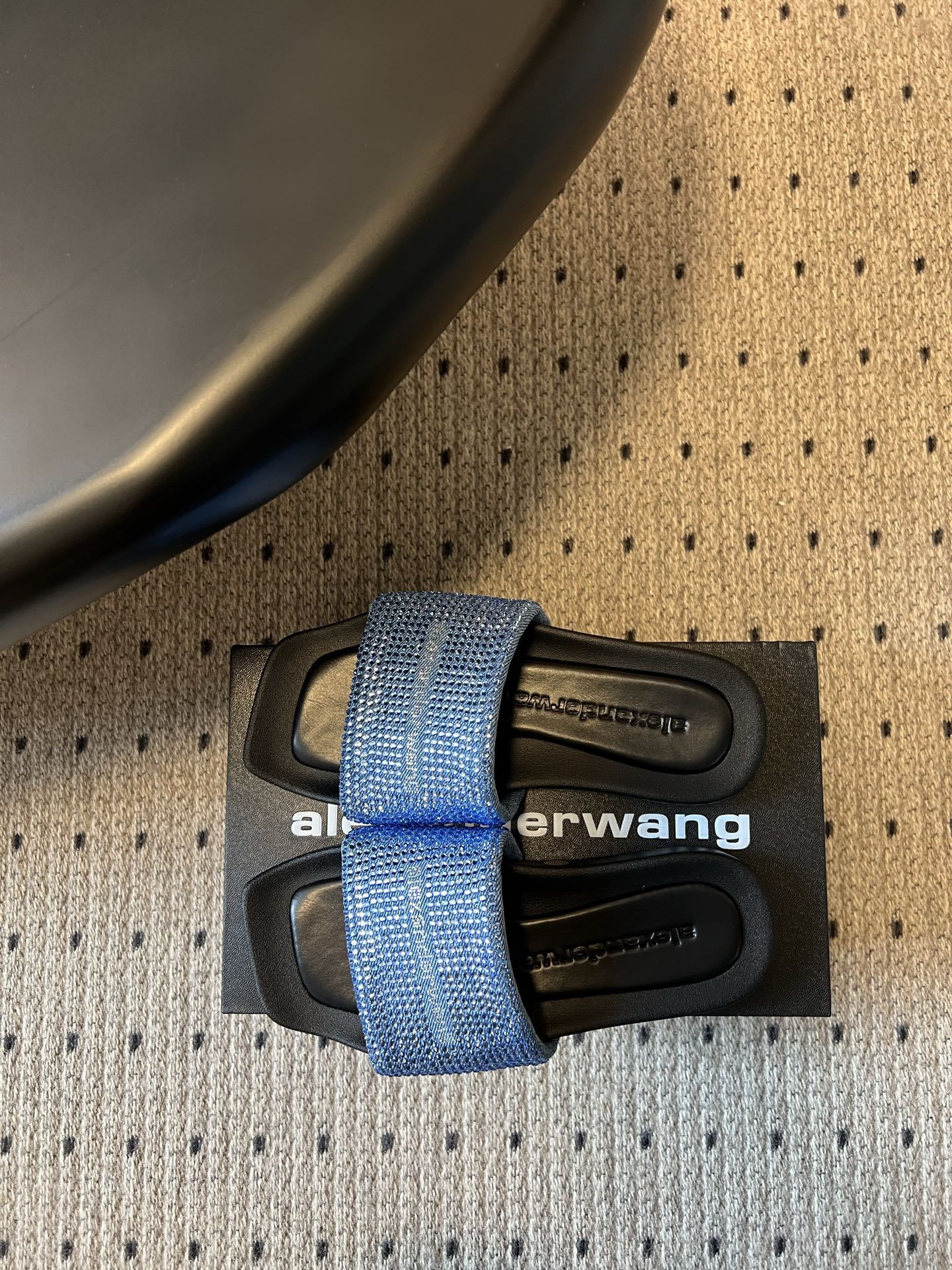 Alexander Wang Alexander Wan*26ss夏季新款水钻方头平底一字拖