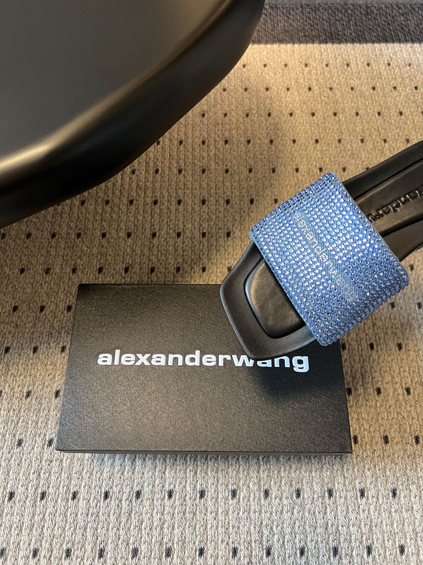 Alexander Wang Alexander Wan*26ss夏季新款水钻方头平底一字拖