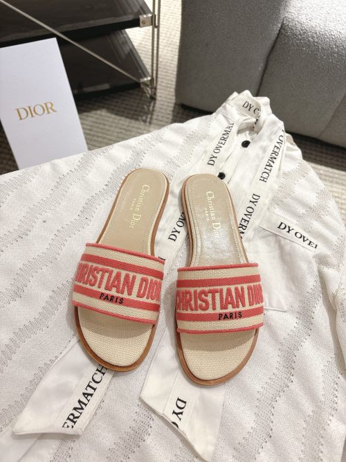 Dior D-Lane Embroidered Cotton Slides with 'Christian Dior Paris' Signature 1 Dior D-Lane Embroidered Cotton Slides with 'Christian Dior Paris' Signature