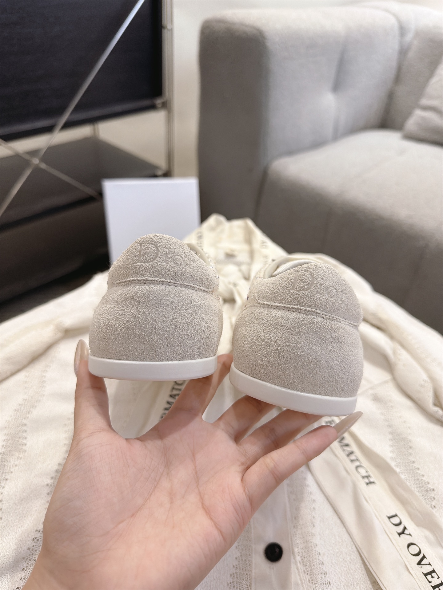 Dior White Logo Lace Low Top Sneaker