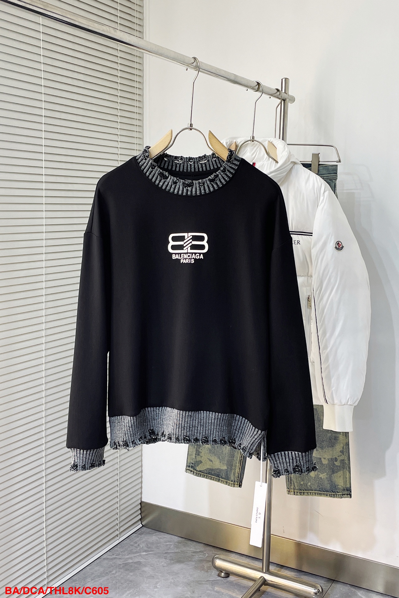 Balenciaga Clothing Sweatshirts High Quality Designer Replica Black Embroidery Unisex Cotton Knitting Wool Fall/Winter Collection