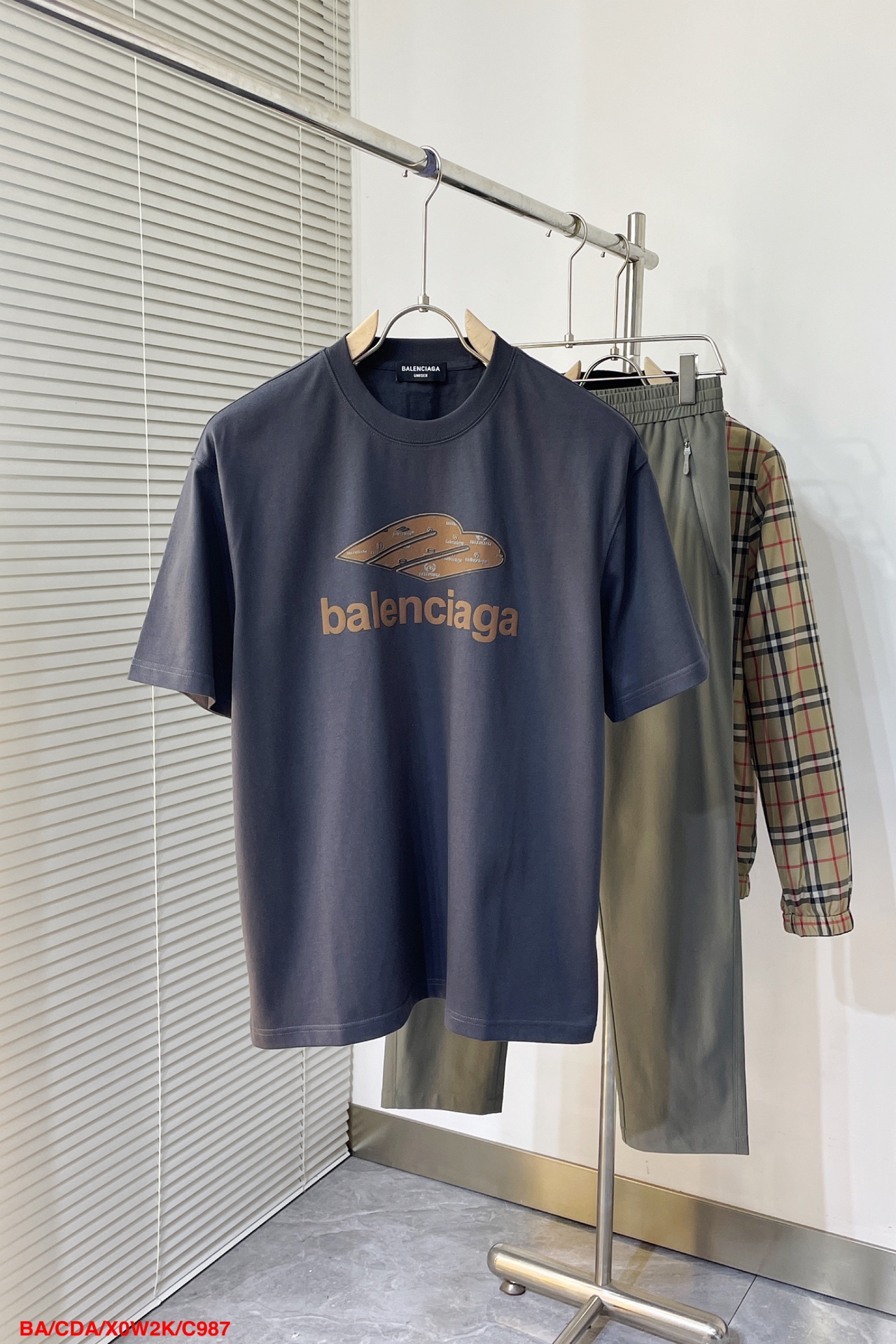 Balenciaga Kleding T-Shirt Koffiekleur Doodle Afdrukken gekamd katoen Katoen Korte mouw