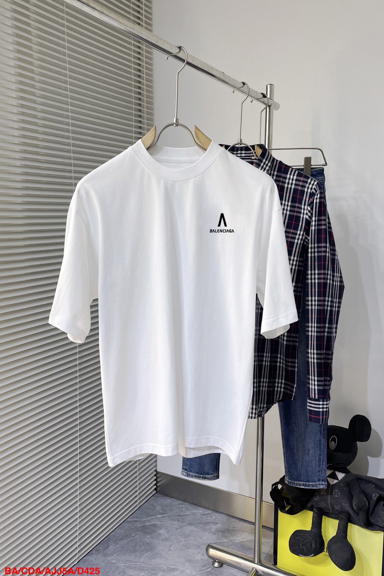 Balenciaga Clothing T-Shirt Black White Printing Cotton Short Sleeve