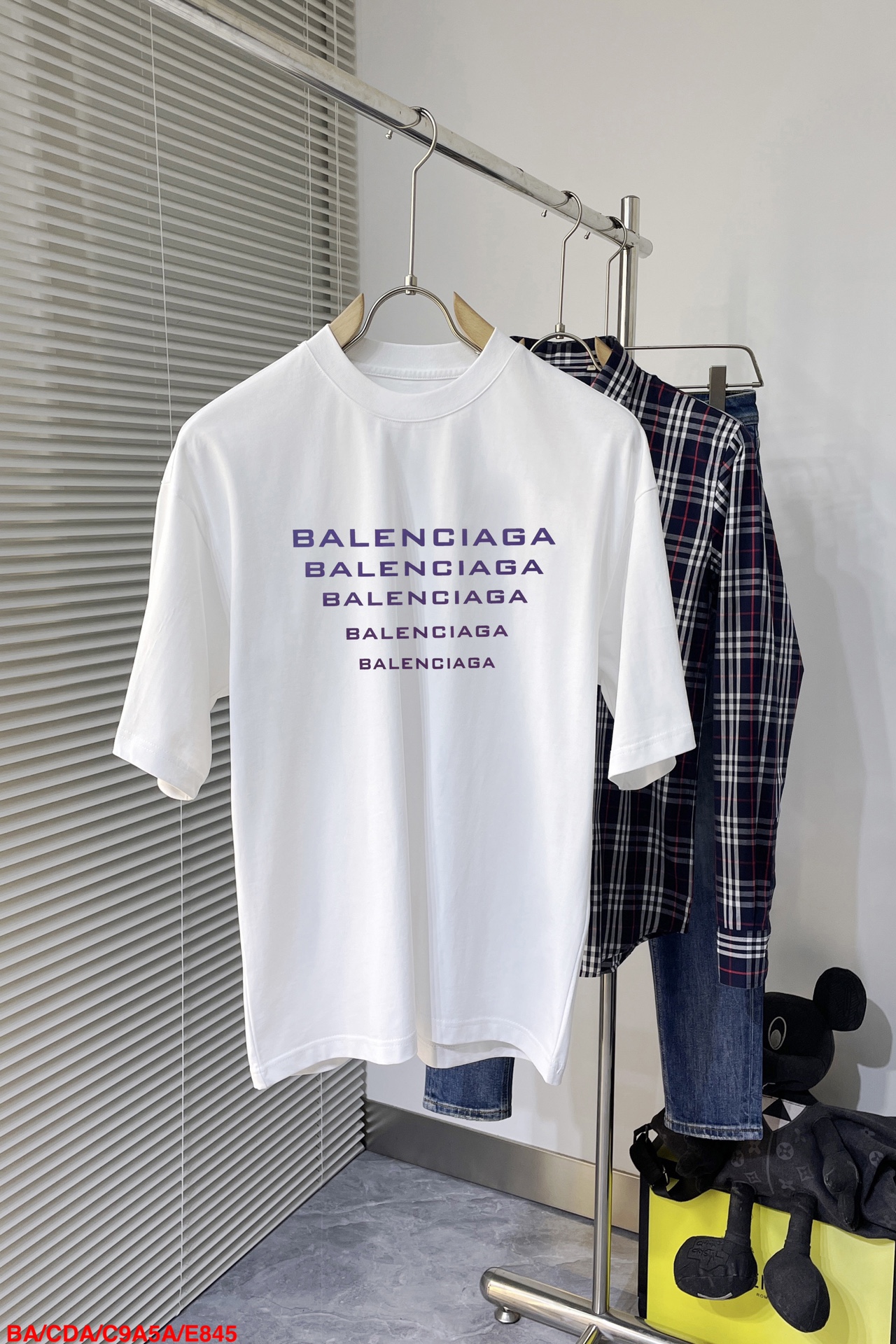 Balenciaga AAAAA
 Clothing T-Shirt Black White Printing Cotton Short Sleeve